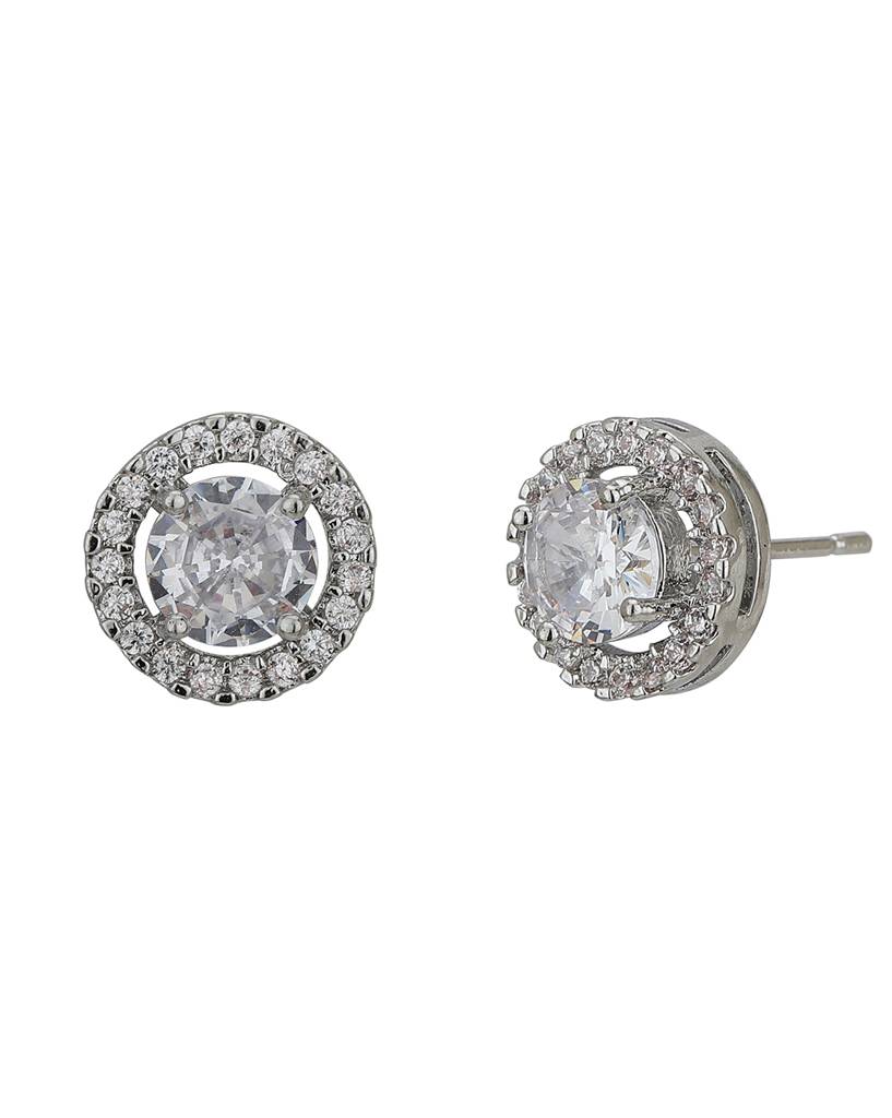 Women Silver-Toned Circular Studs Earrings : FJE4074