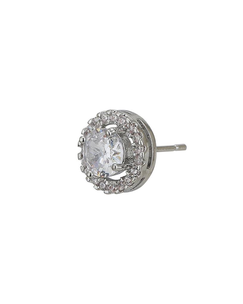 Women Silver-Toned Circular Studs Earrings : FJE4074