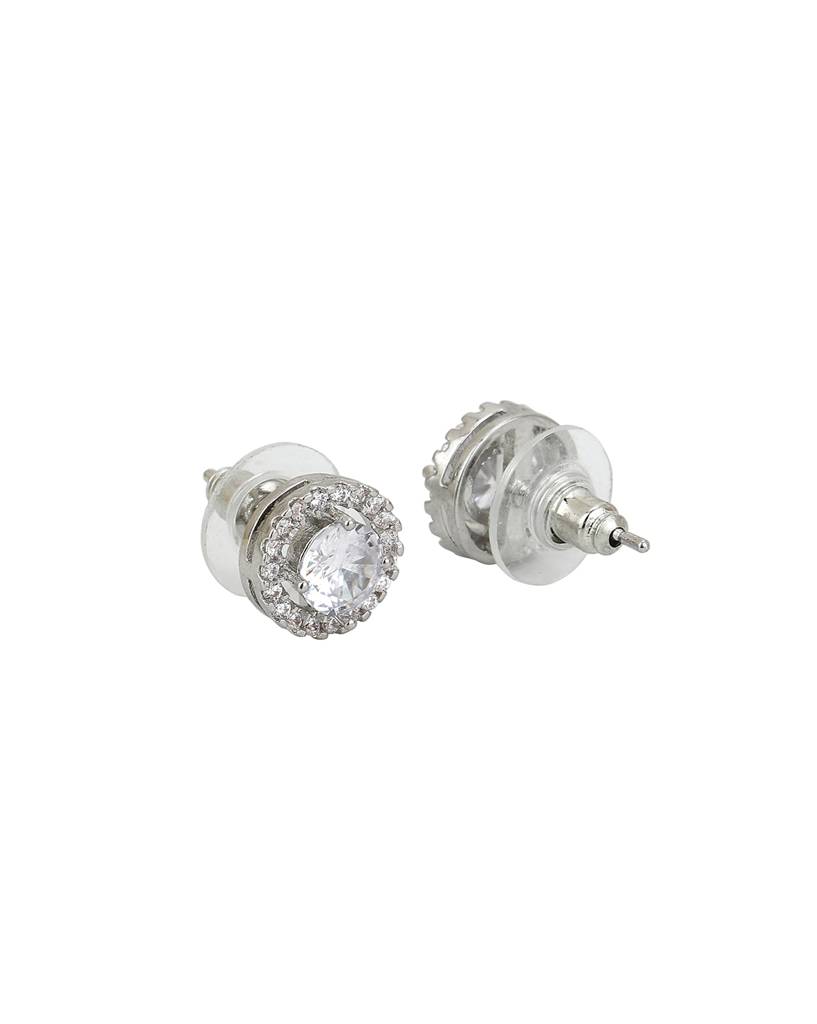 Women Silver-Toned Circular Studs Earrings : FJE4074