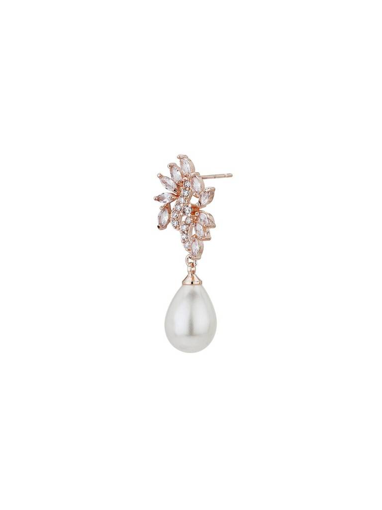 Rose Gold-Plated Beaded Contemporary Premium Drop Earrings : FJE4113