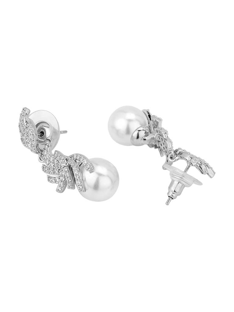 Rhodium-Plated Contemporary Premium Drop Earrings : FJE4118