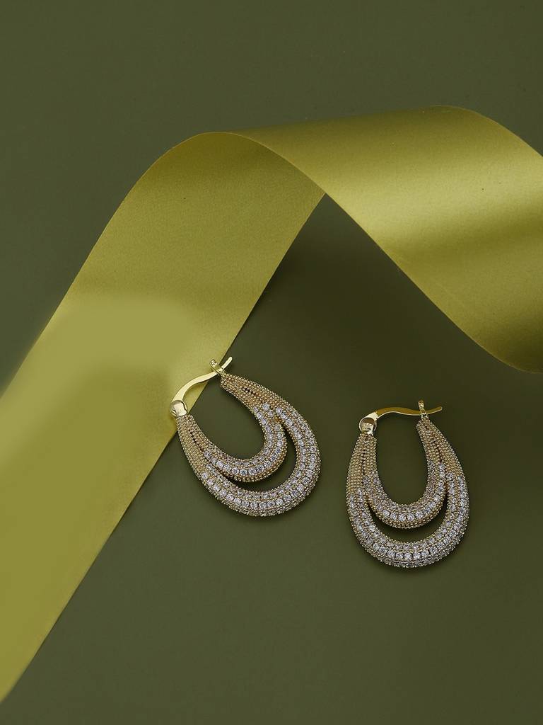 Gold-Plated Oval Premium Hoop Earrings : FJE4120