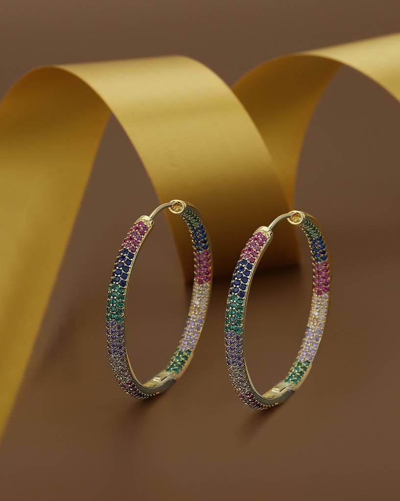 Gold-Plated Circular Premium Hoop Earrings : FJE4141