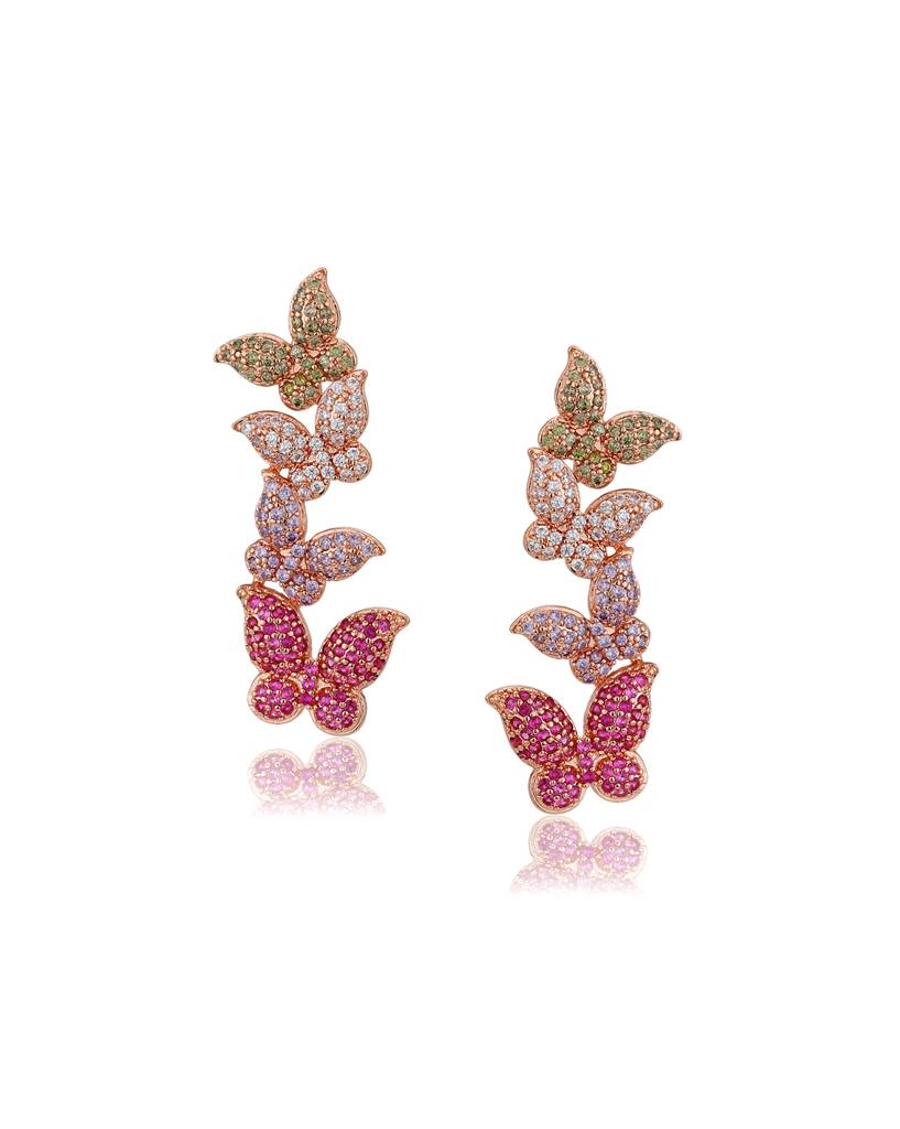 Rose-Gold Plated Butterfly Premium Drop Earrings : FJE4146