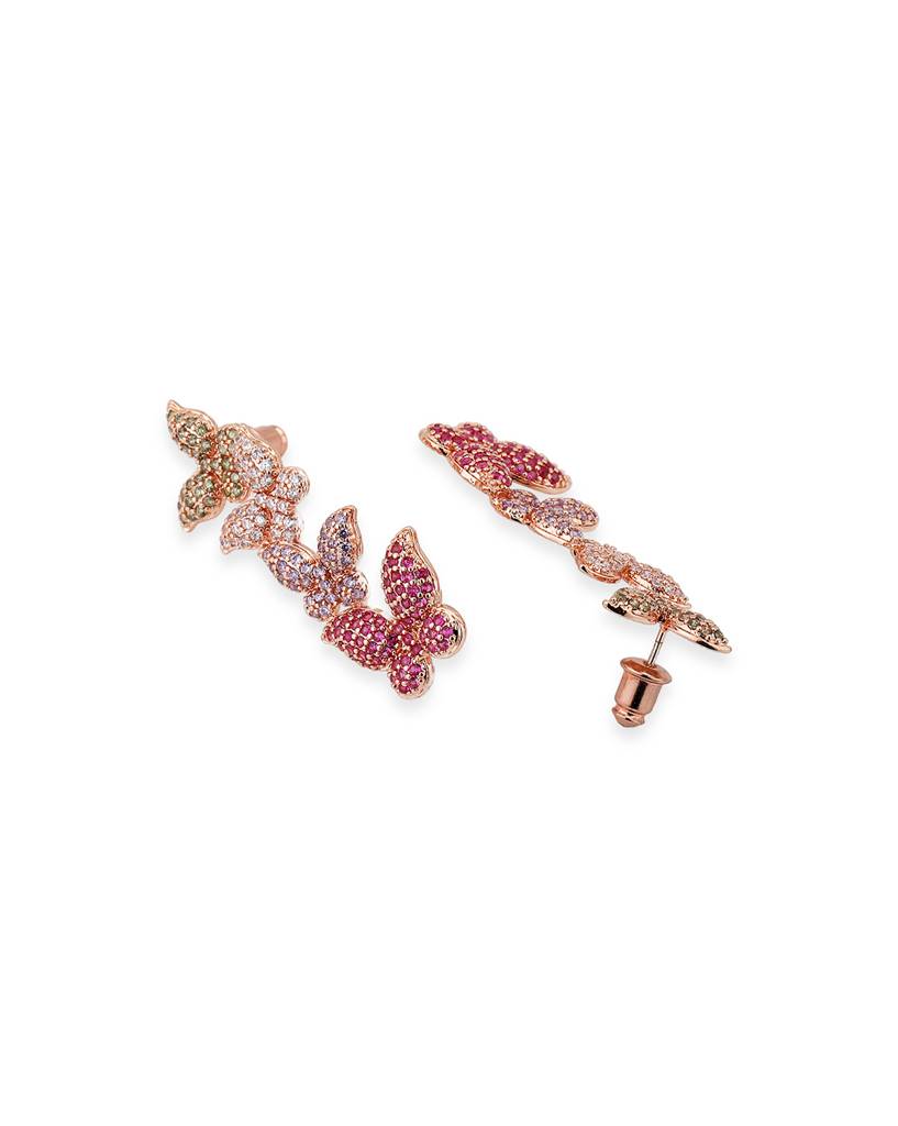 Rose-Gold Plated Butterfly Premium Drop Earrings : FJE4146