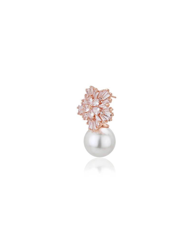 Rose Gold-Plated Floral Premium Drop Earrings : FJE4147