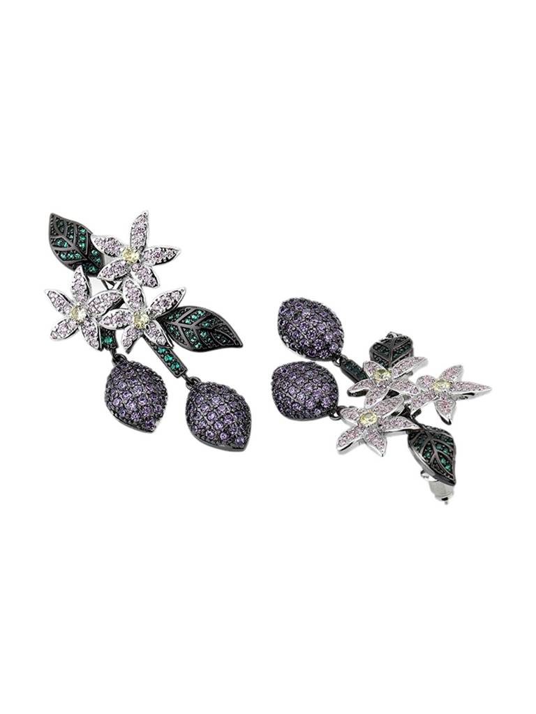 Silver-Plated Floral Premium Drop Earrings : FJE4149