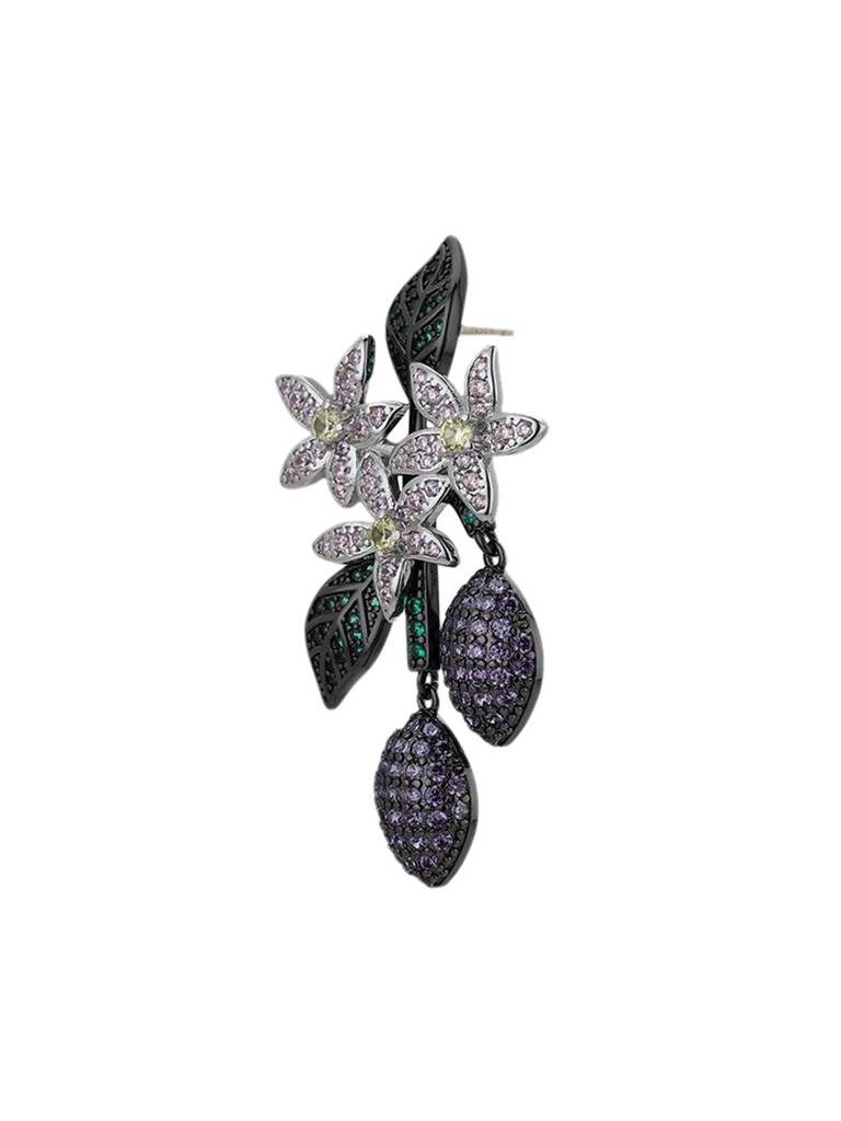 Silver-Plated Floral Premium Drop Earrings : FJE4149