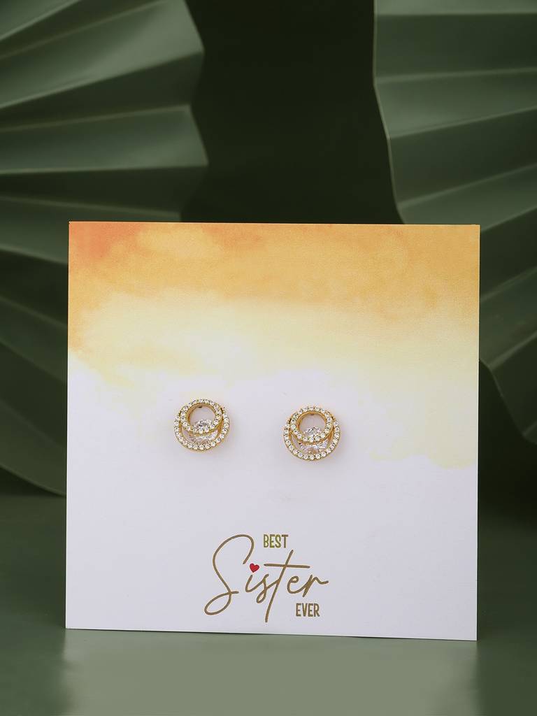 Gold-Plated Circular Studs Earrings : FJE4257