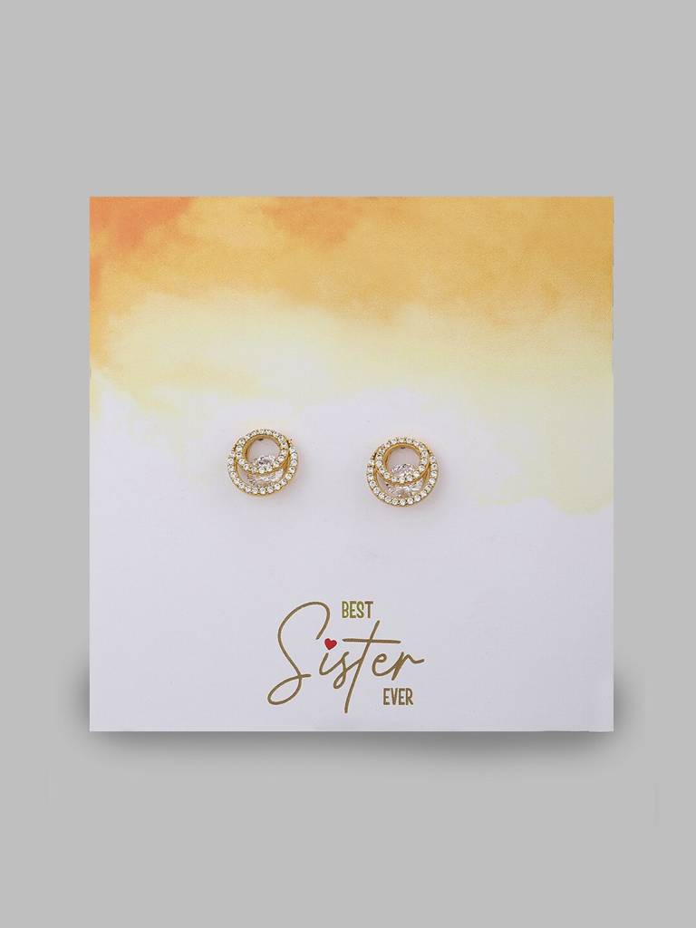 Gold-Plated Circular Studs Earrings : FJE4257