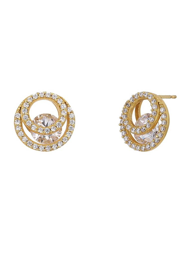 Gold-Plated Circular Studs Earrings : FJE4257