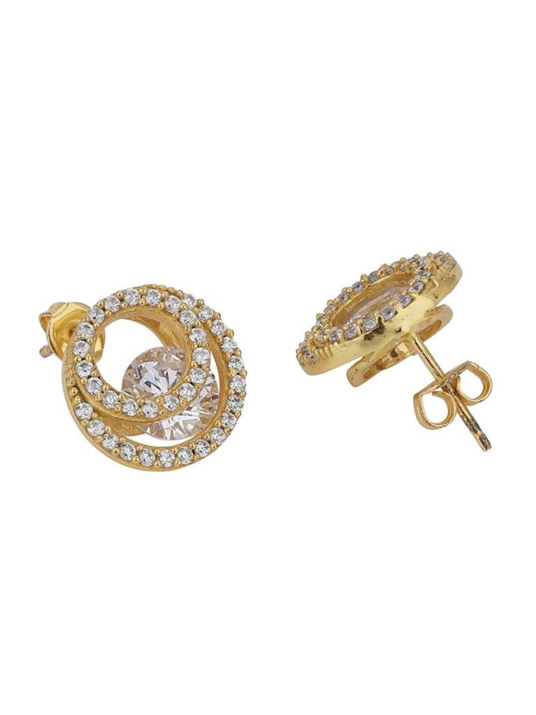 Gold-Plated Circular Studs Earrings : FJE4257