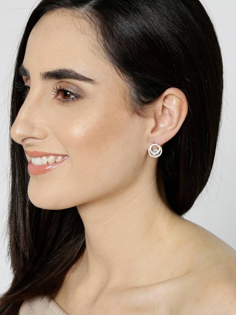 Gold-Plated Circular Studs Earrings : FJE4257