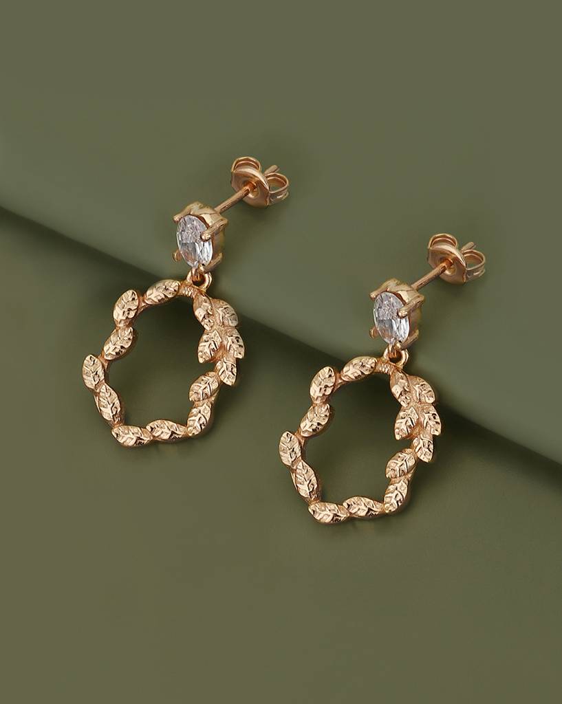 Carlton London 18Kt Rose Gold Plated Contemporary Drop Earrings : FJE4316