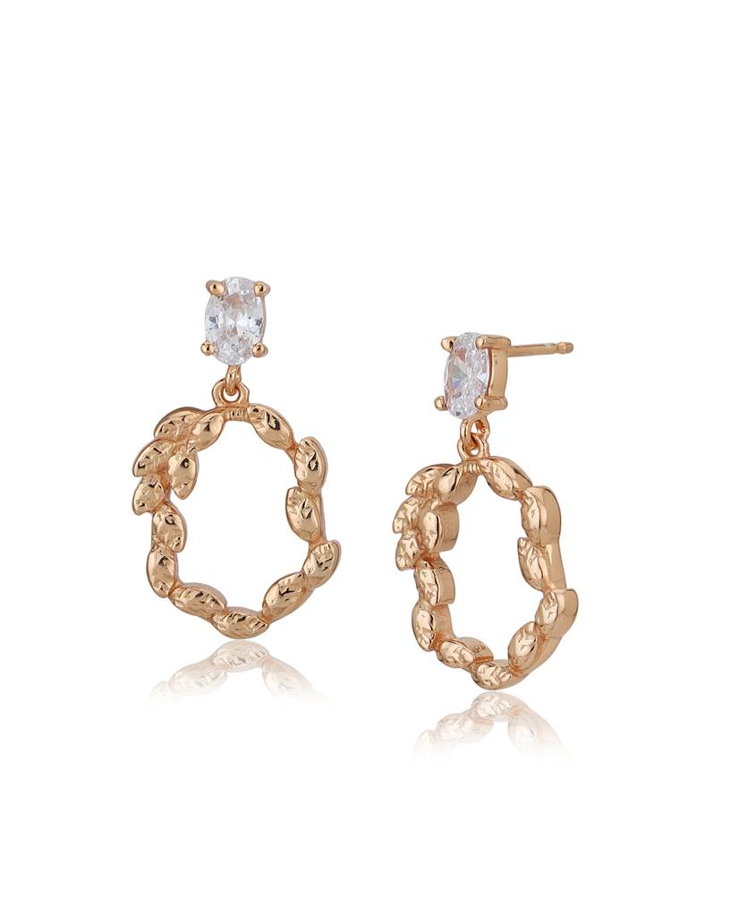 Carlton London 18Kt Rose Gold Plated Contemporary Drop Earrings : FJE4316