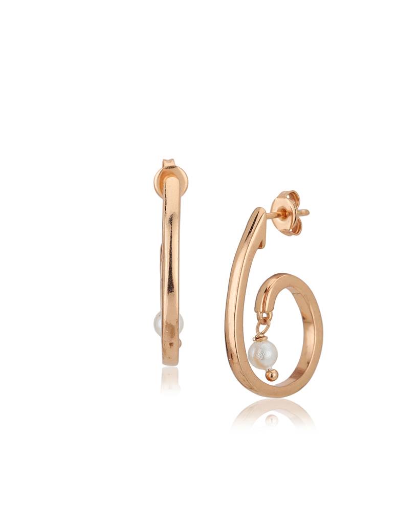 Carlton London 18Kt Rose Gold Plated Half Hoop Earrings With Pearl : FJE4322