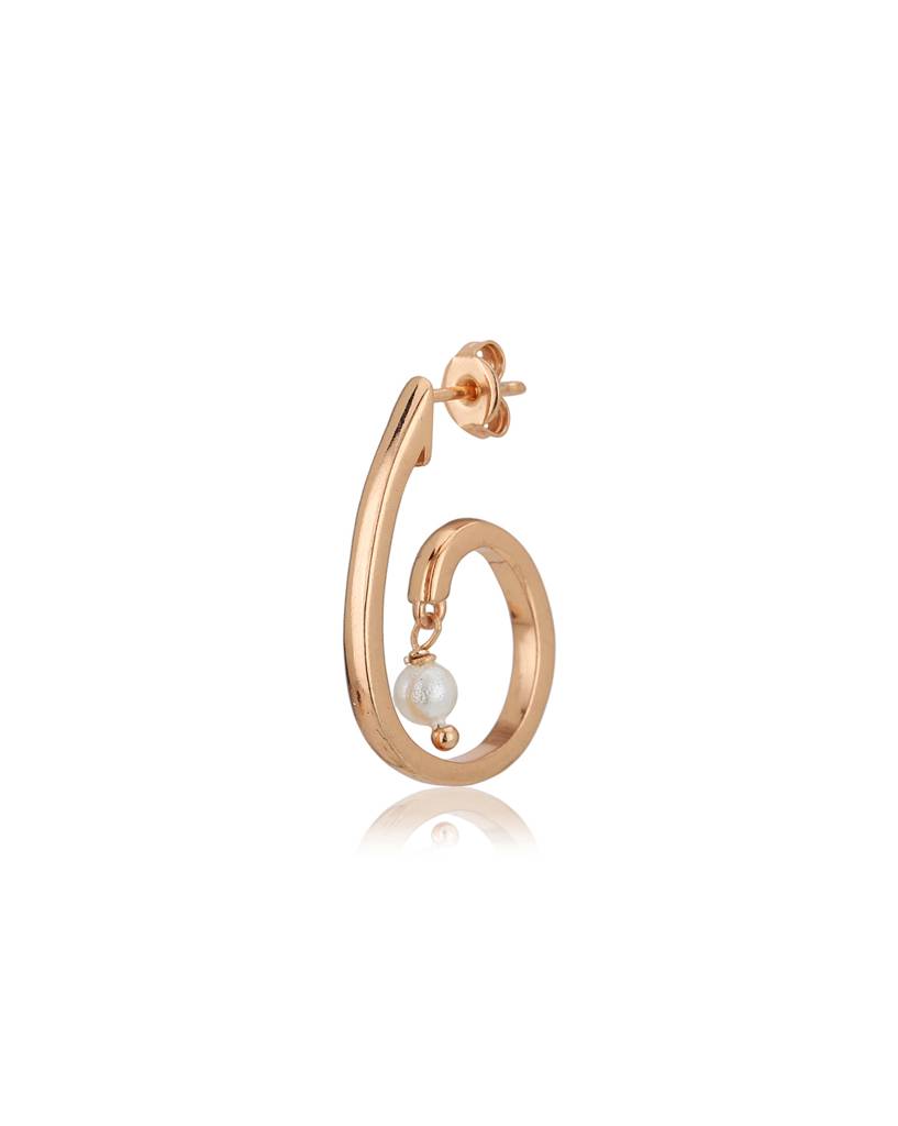 Carlton London 18Kt Rose Gold Plated Half Hoop Earrings With Pearl : FJE4322