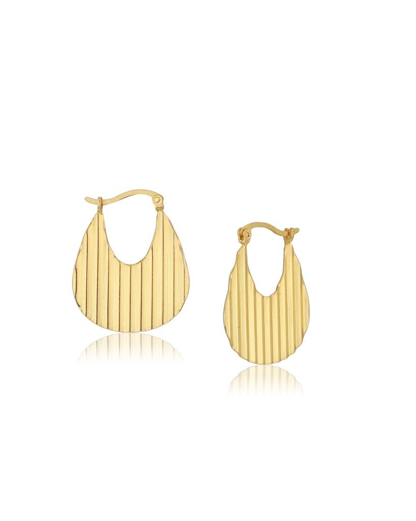 Carlton London 18Kt Gold Plated Fancy Textured Hoop Earrings : FJE4325