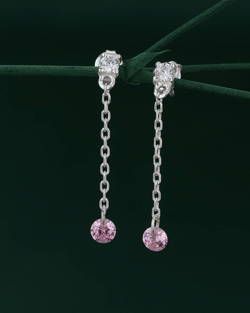 Carlton London Silver Toned Rhodium Plated Drop Earrings Dangling Cz : FJE4333