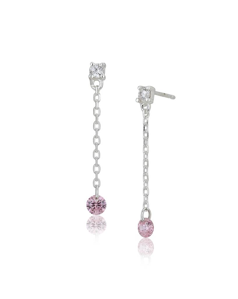 Carlton London Silver Toned Rhodium Plated Drop Earrings Dangling Cz : FJE4333