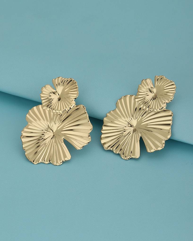 Carlton London Gold-Plated Contemporary Drop Earrings : FJE4373