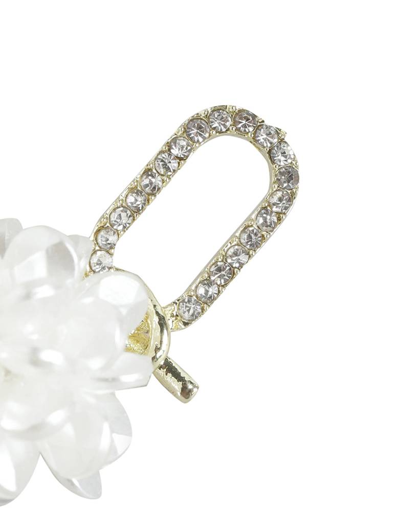 Carlton London Women Gold-Plated Cz Studded Floral Drop Earrings : FJE4380