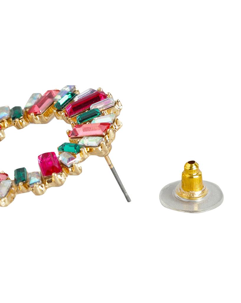 Carlton London Gold-Plated Cz Studded Circular Studs Earrings : FJE4384