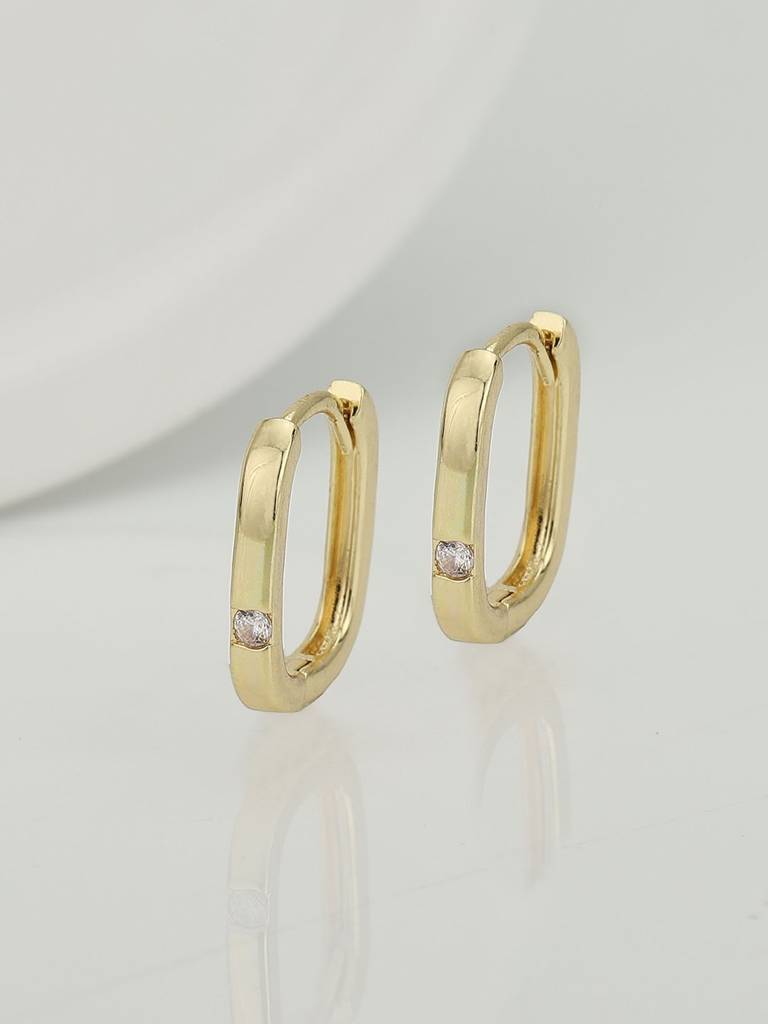 Women Gold-Plated Cz Studded Hoop Earrings : FJE4389