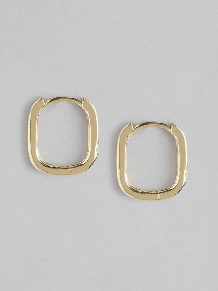 Women Gold-Plated Cz Studded Hoop Earrings : FJE4389