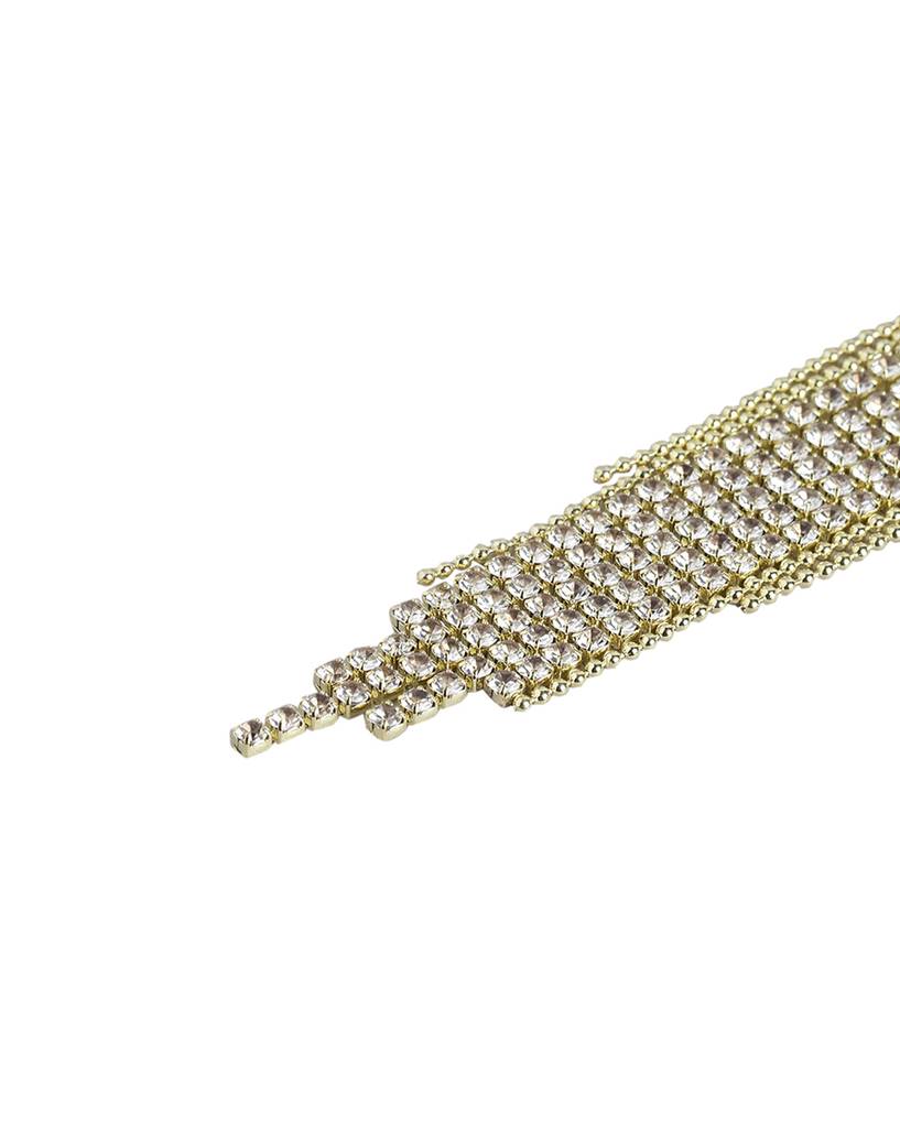 Carlton London Women Gold-Plated Cz Studded Tassel Drop Earrings : FJE4402