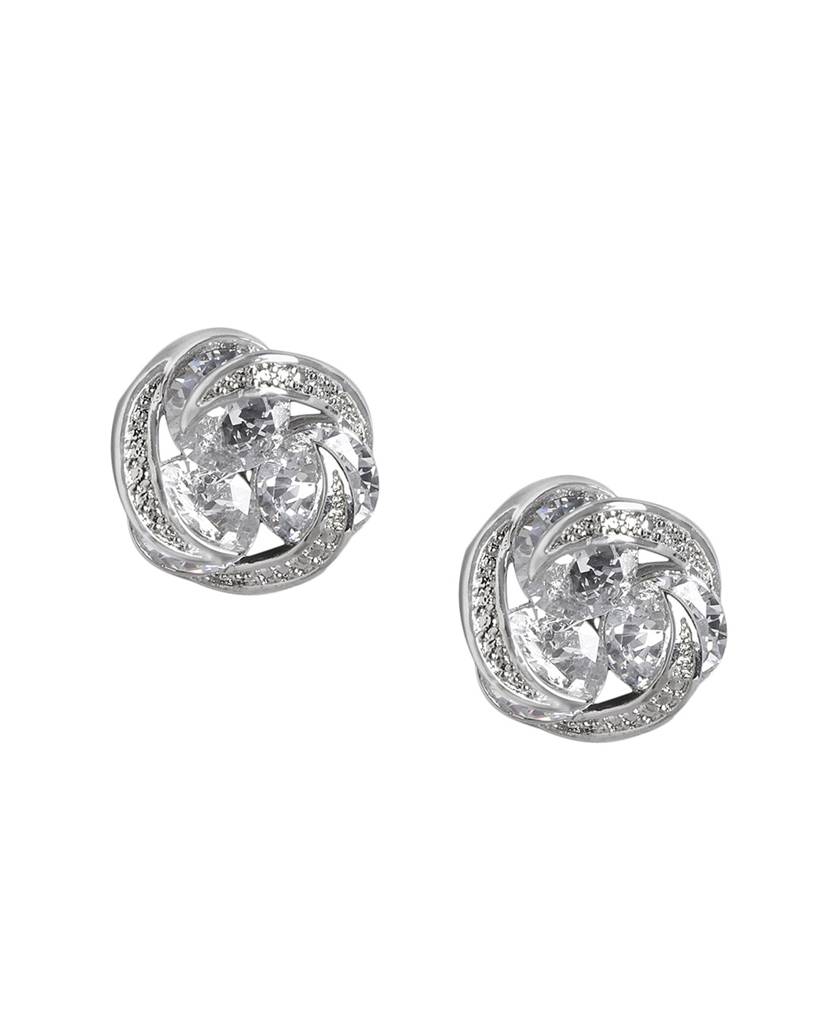 Carlton London Women Rhodium-Plated Cz Studs Earrings : FJE4405