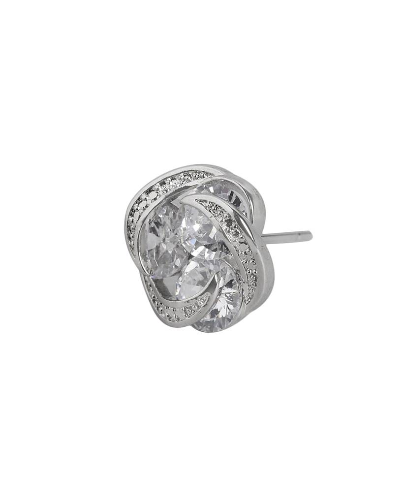Carlton London Women Rhodium-Plated Cz Studs Earrings : FJE4405