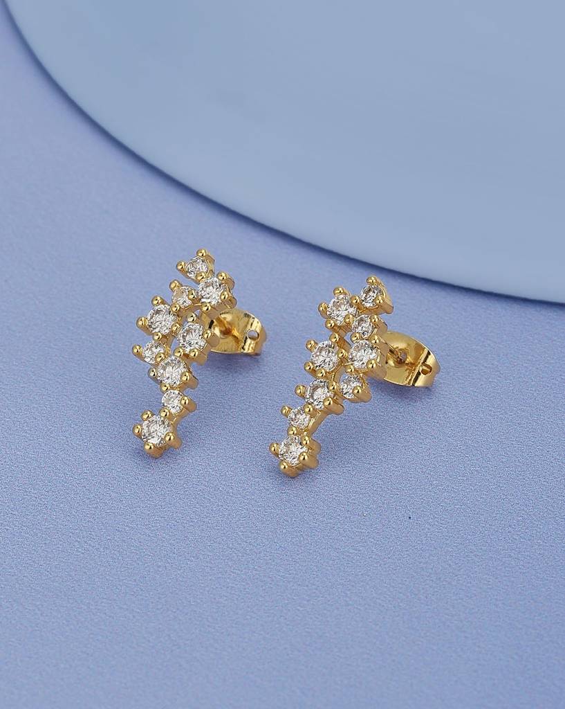 Carlton London Gold-Plated Cz Studded Ear Climber Earrings : FJE4410