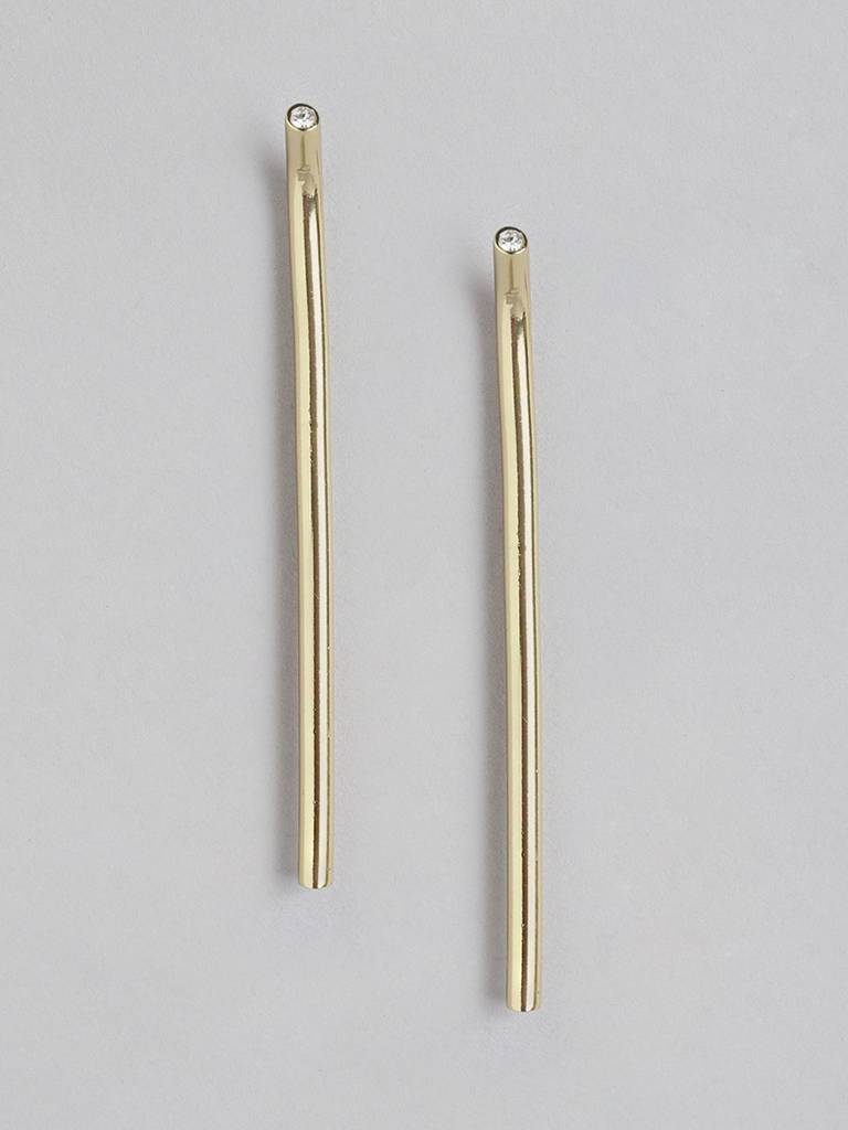 Women Gold-Plated Cz Studded Drop Earrings : FJE4416