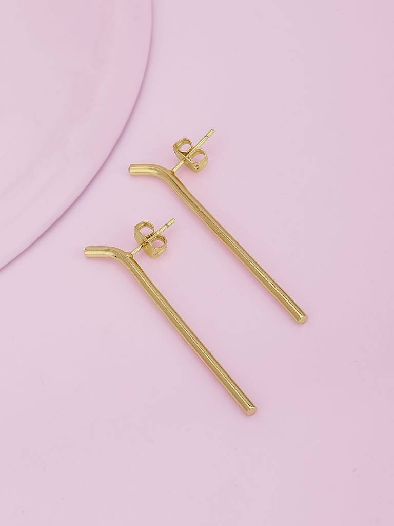 Women Gold-Plated Cz Studded Drop Earrings : FJE4416