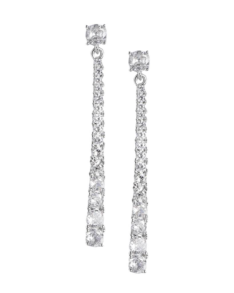 Women Rhodium-Plated Cz-Studded Drop Earrings : FJE4419