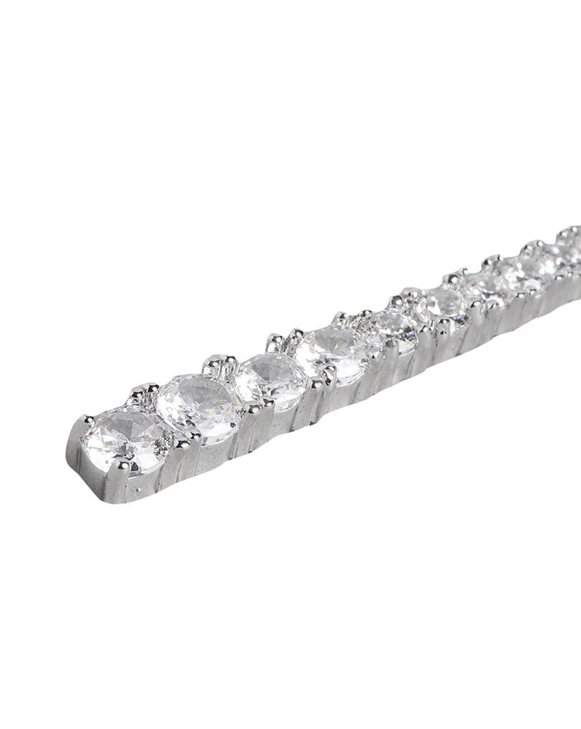 Women Rhodium-Plated Cz-Studded Drop Earrings : FJE4419
