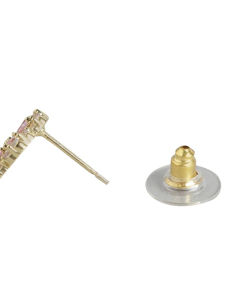 Carlton London Women Gold-Plated Cz Studded Floral Studs Earrings : FJE4421