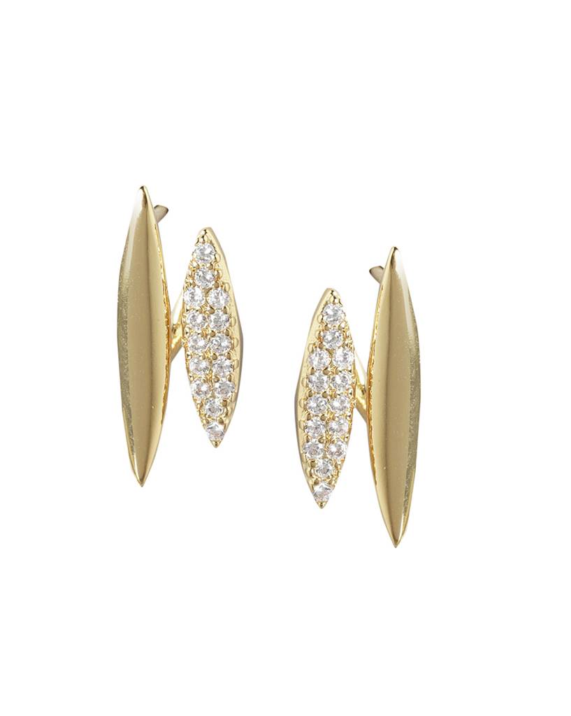 Carlton London Women Gold-Plated Cz-Studded Studs Earrings : FJE4423