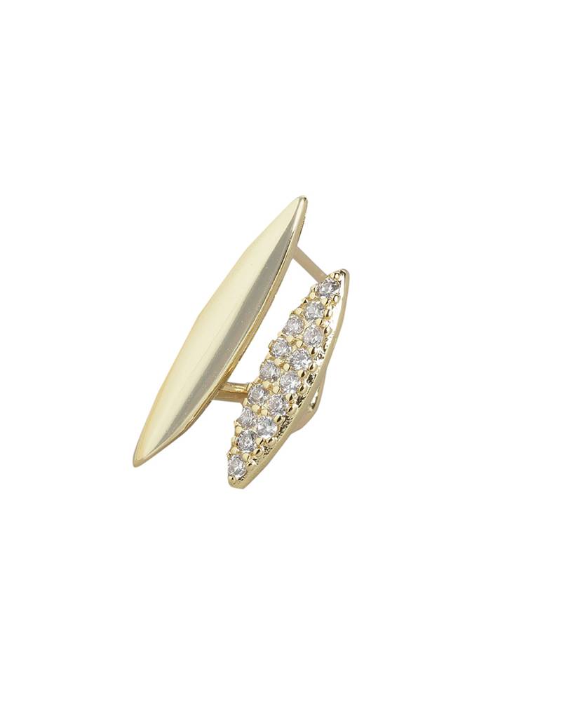 Carlton London Women Gold-Plated Cz-Studded Studs Earrings : FJE4423
