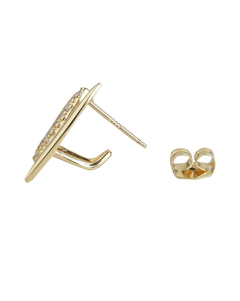 Carlton London Women Gold-Plated Cz-Studded Studs Earrings : FJE4423