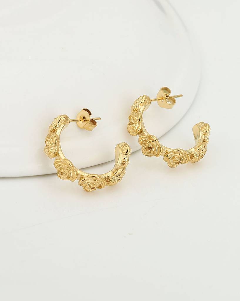 Carlton London- Women Gold-Plated Half Hoop Earrings : FJE4429