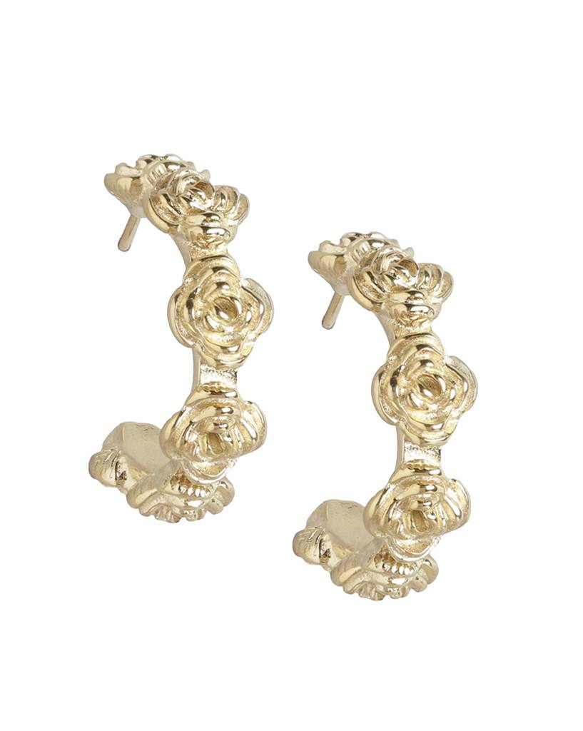 Carlton London- Women Gold-Plated Half Hoop Earrings : FJE4429