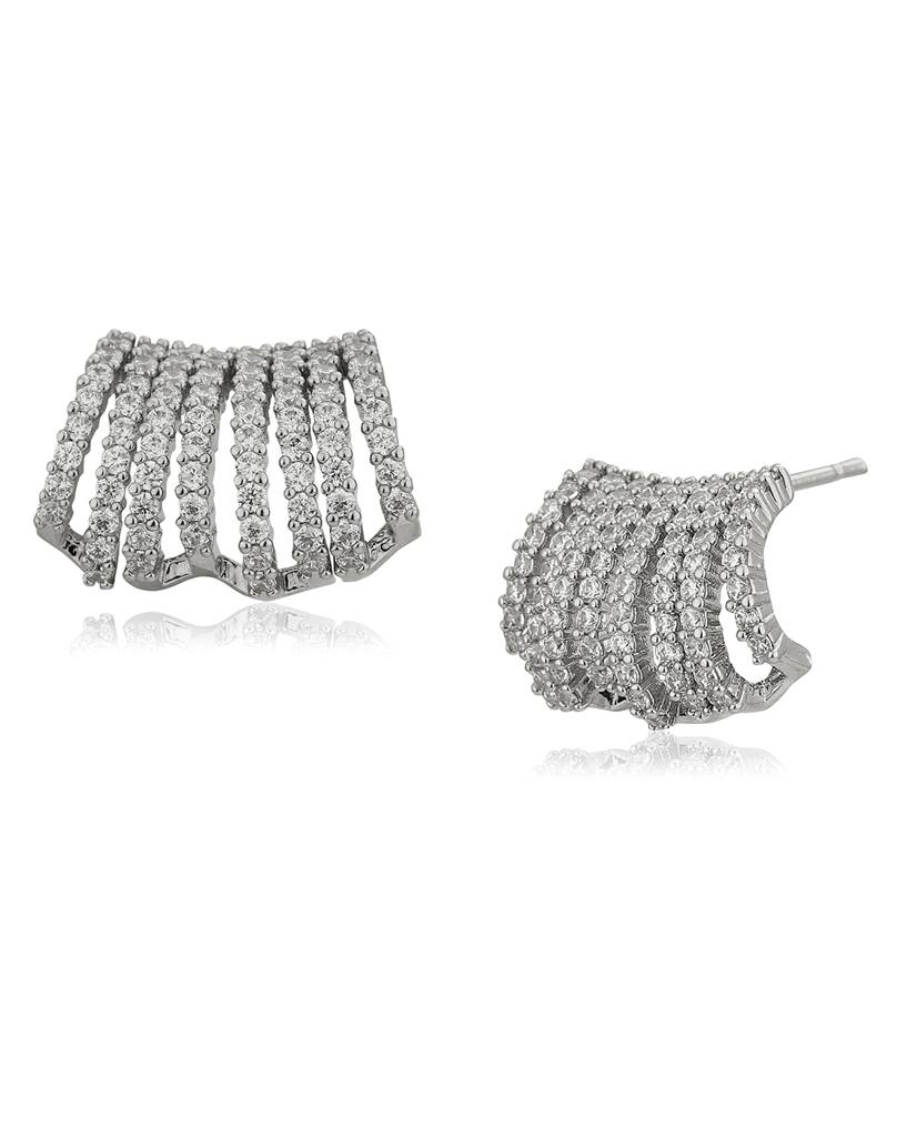 Premium Rhodium-Plated Cz Contemporary Studs : FJE4433