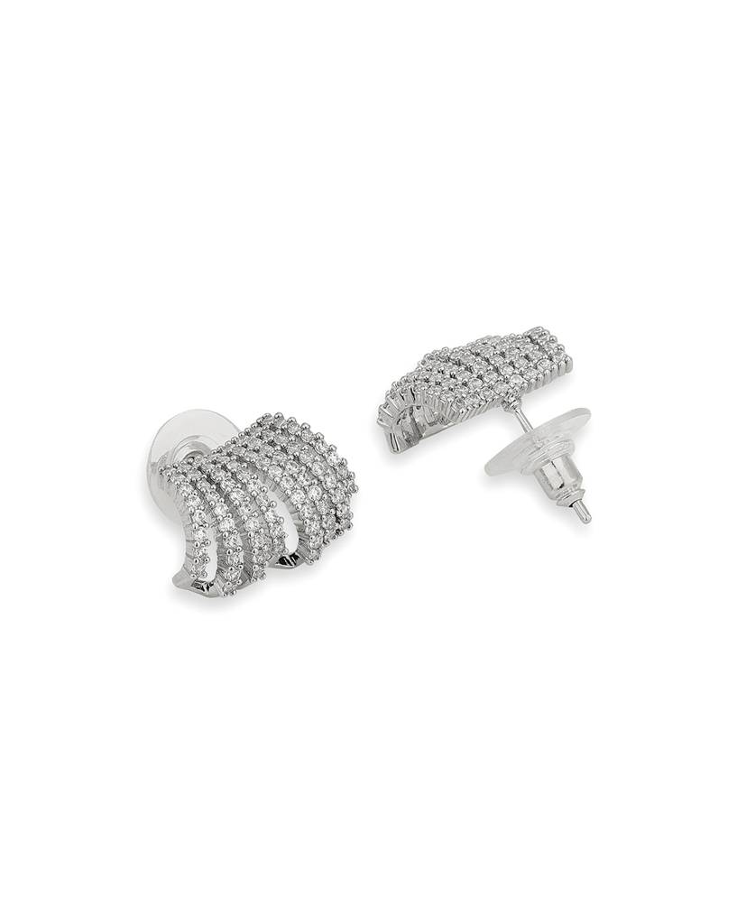 Premium Rhodium-Plated Cz Contemporary Studs : FJE4433