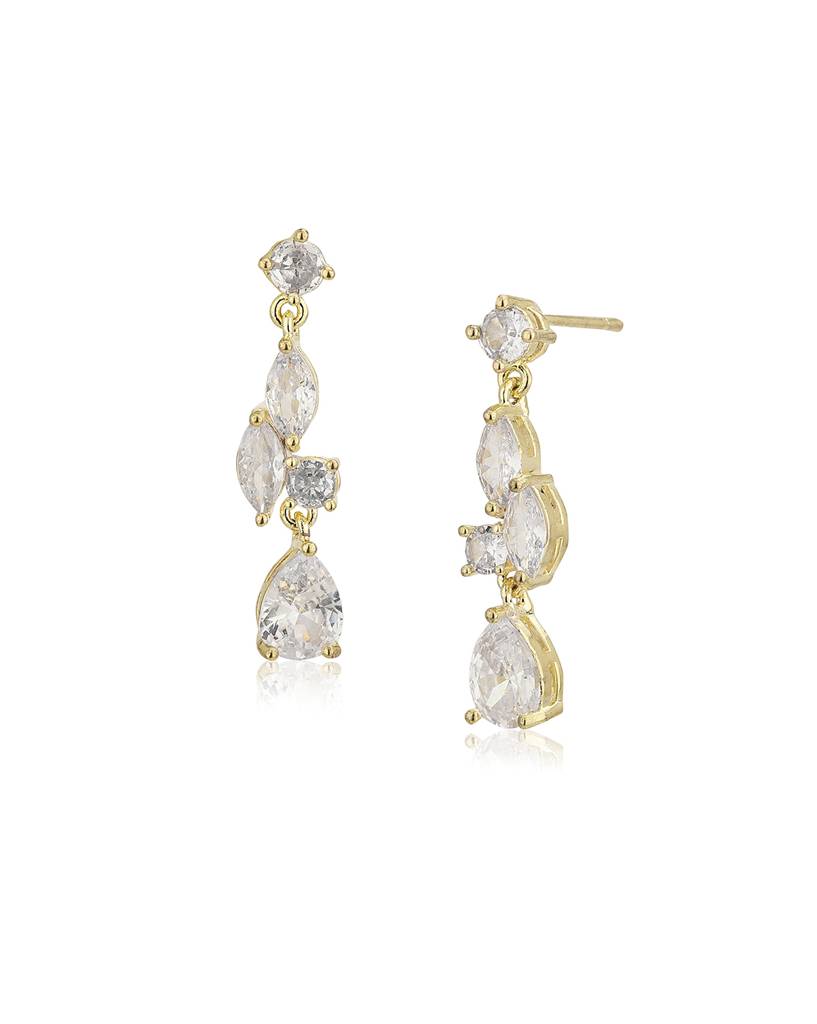 Carlton London- Premium Rhodium-Plated Cz Contemporary Drop Earrings : FJE4436
