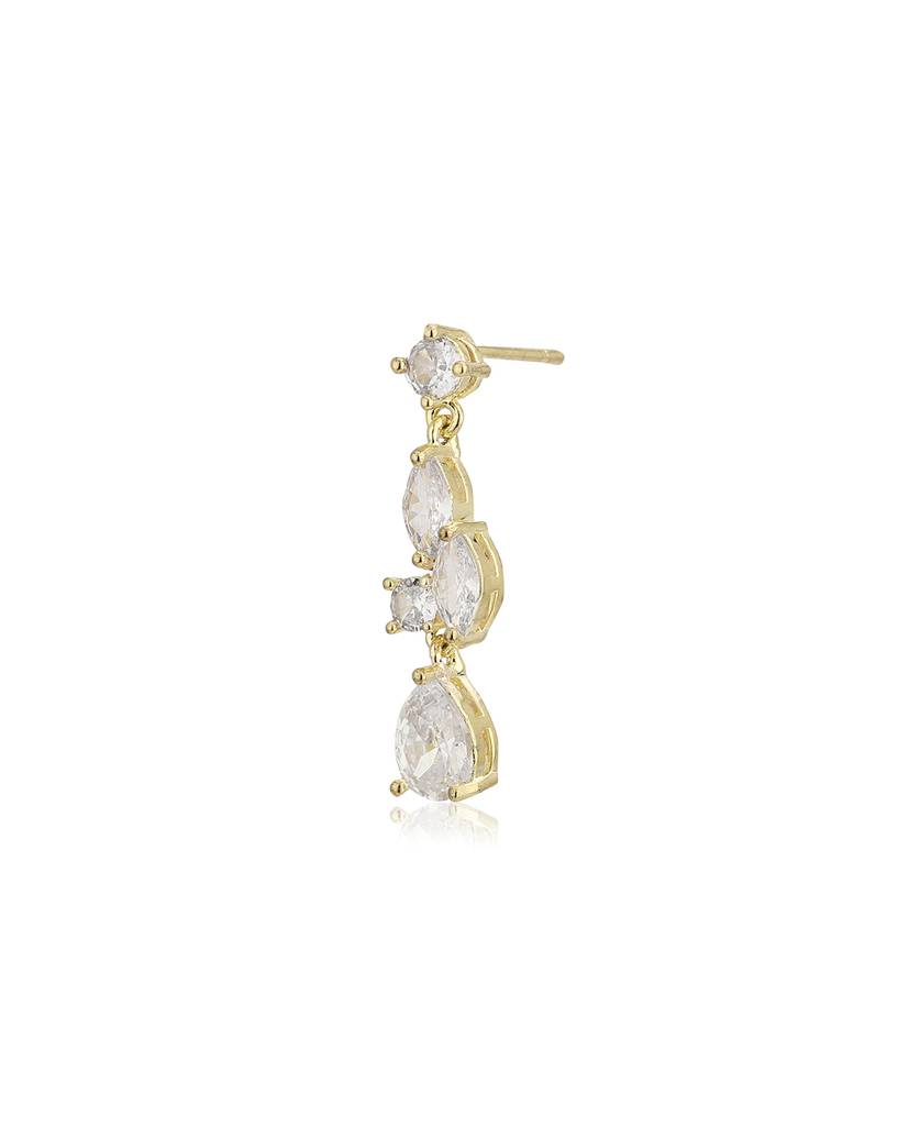 Carlton London- Premium Rhodium-Plated Cz Contemporary Drop Earrings : FJE4436
