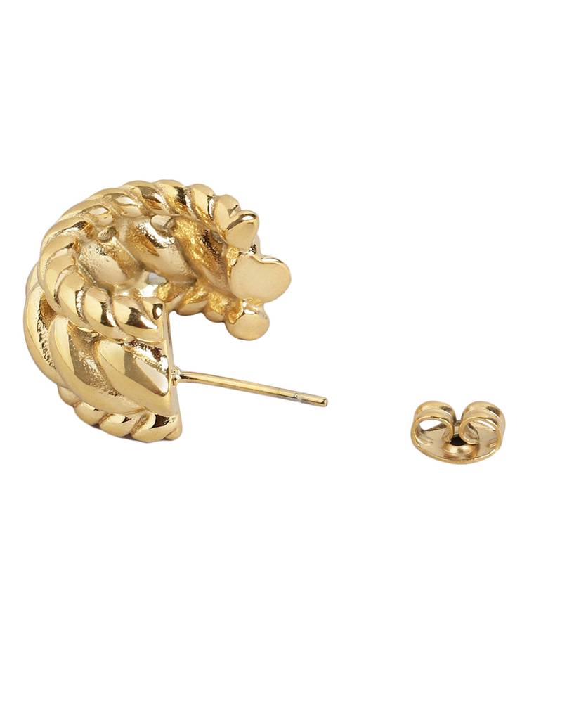 Carlton London Women Gold-Plated Half Hoop Earrings : FJE4437