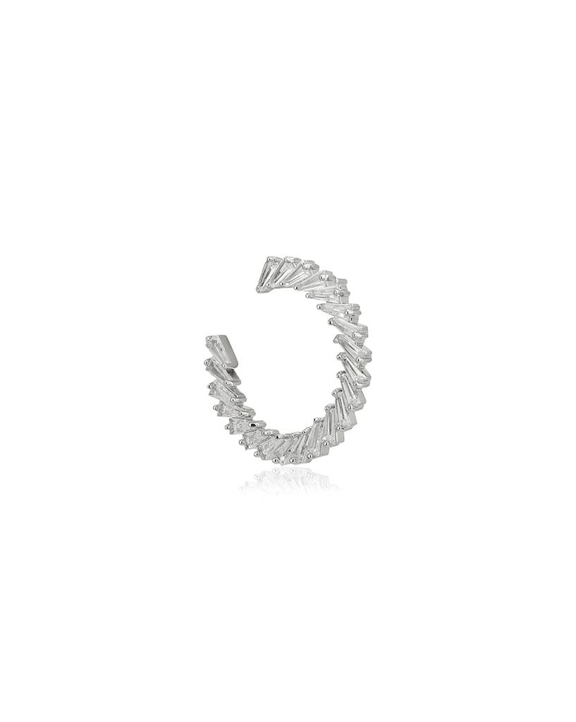 Carlton London Premium Rhodium-Plated Crystals Circular Half Hoop Earrings : FJE4449