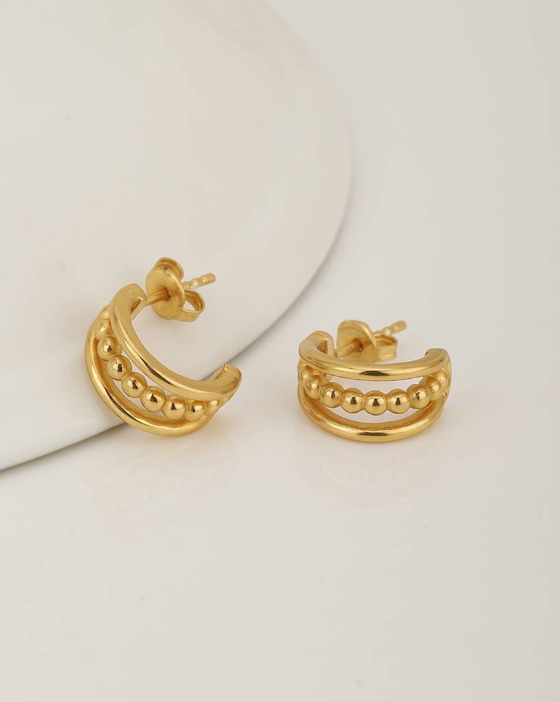 18Kt Gold-Plated Contemporary Half Hoop Earrings : FJE4512
